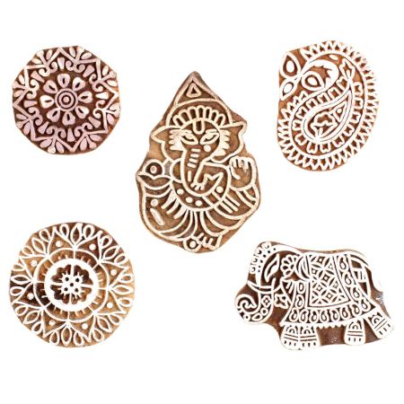 Set of 5 Piece New Mix Wooden Printing Block